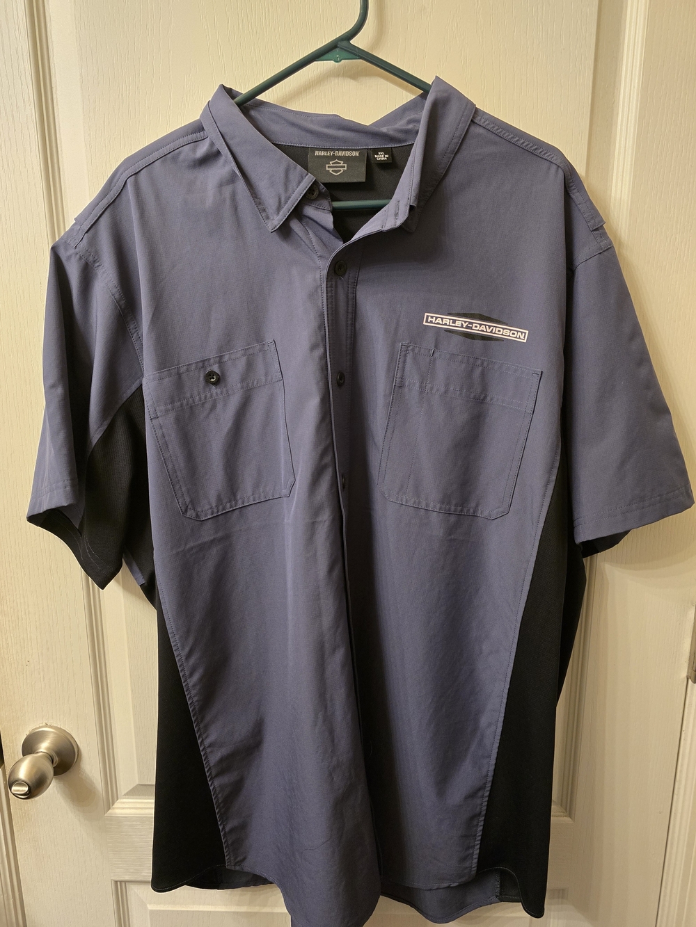 Harley-Davidson Men’s Short Sleeve Button-Down Shirt - Blue/Black